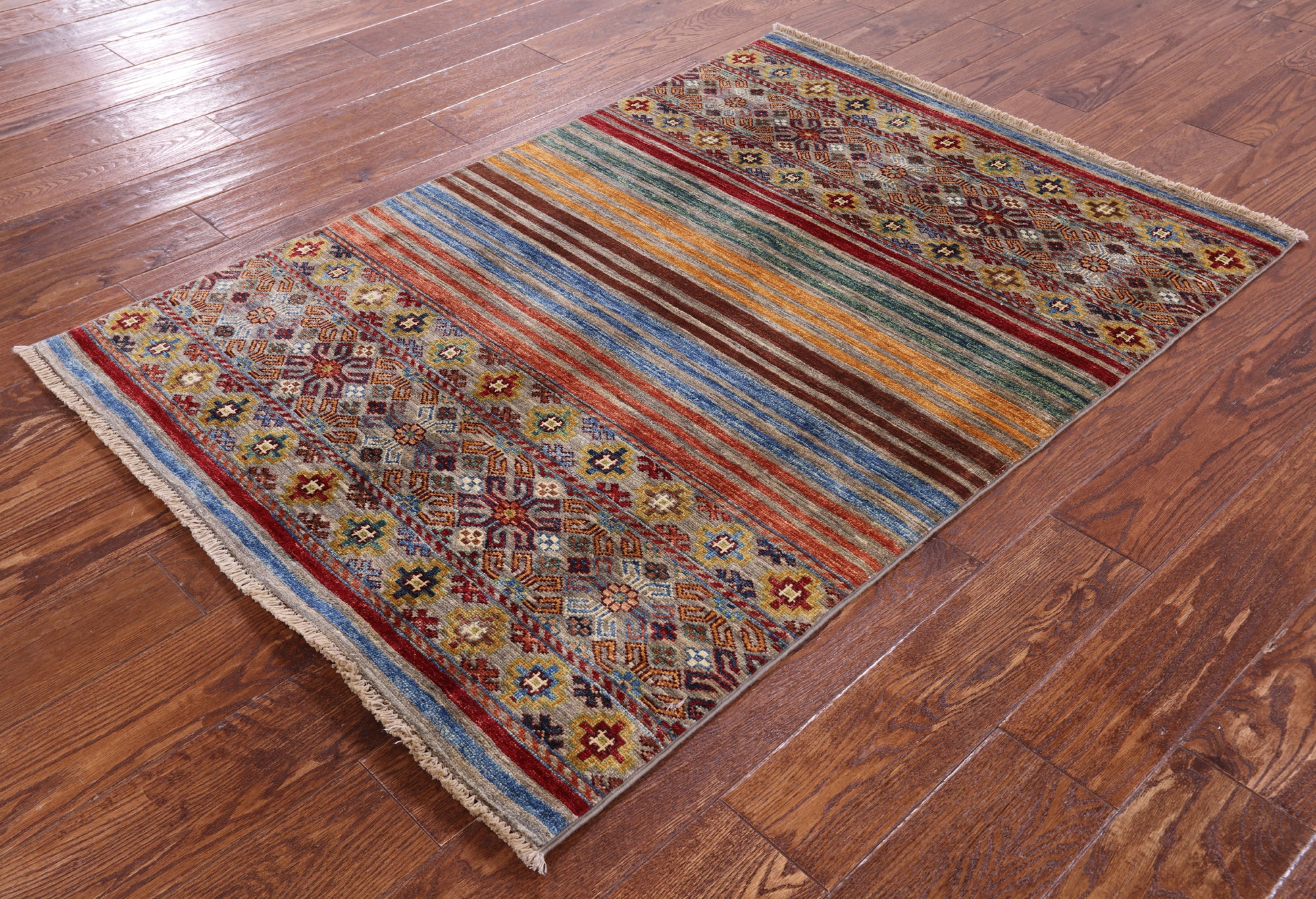 Khorjin Persian Gabbeh Hand Knotted Wool Rug - 3' 4" X 4' 9" - Golden Nile