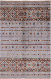 Grey Khorjin Persian Gabbeh Hand Knotted Wool Rug - 3' 5" X 5' 1" - Golden Nile