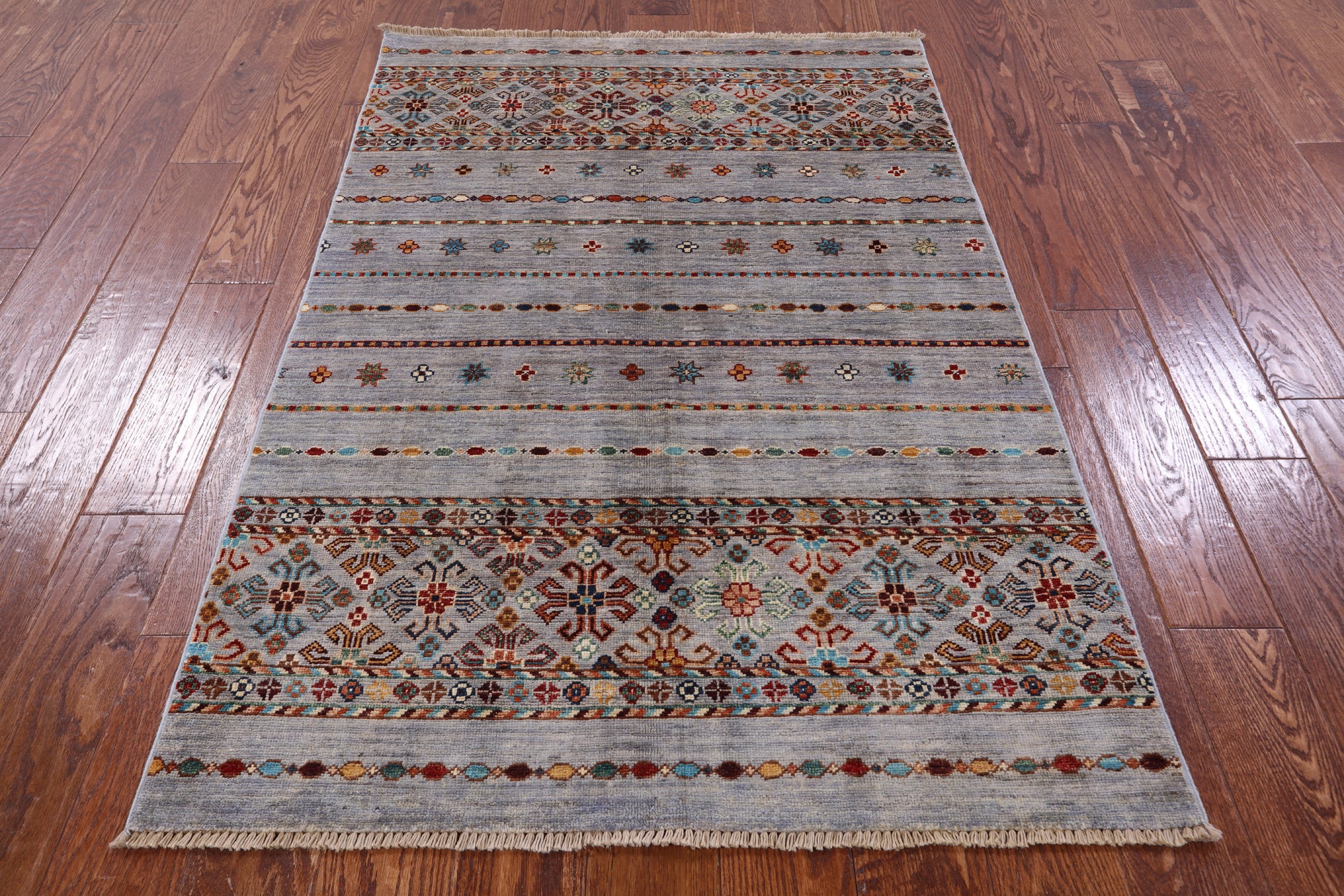 Grey Khorjin Persian Gabbeh Hand Knotted Wool Rug - 3' 5" X 5' 1" - Golden Nile
