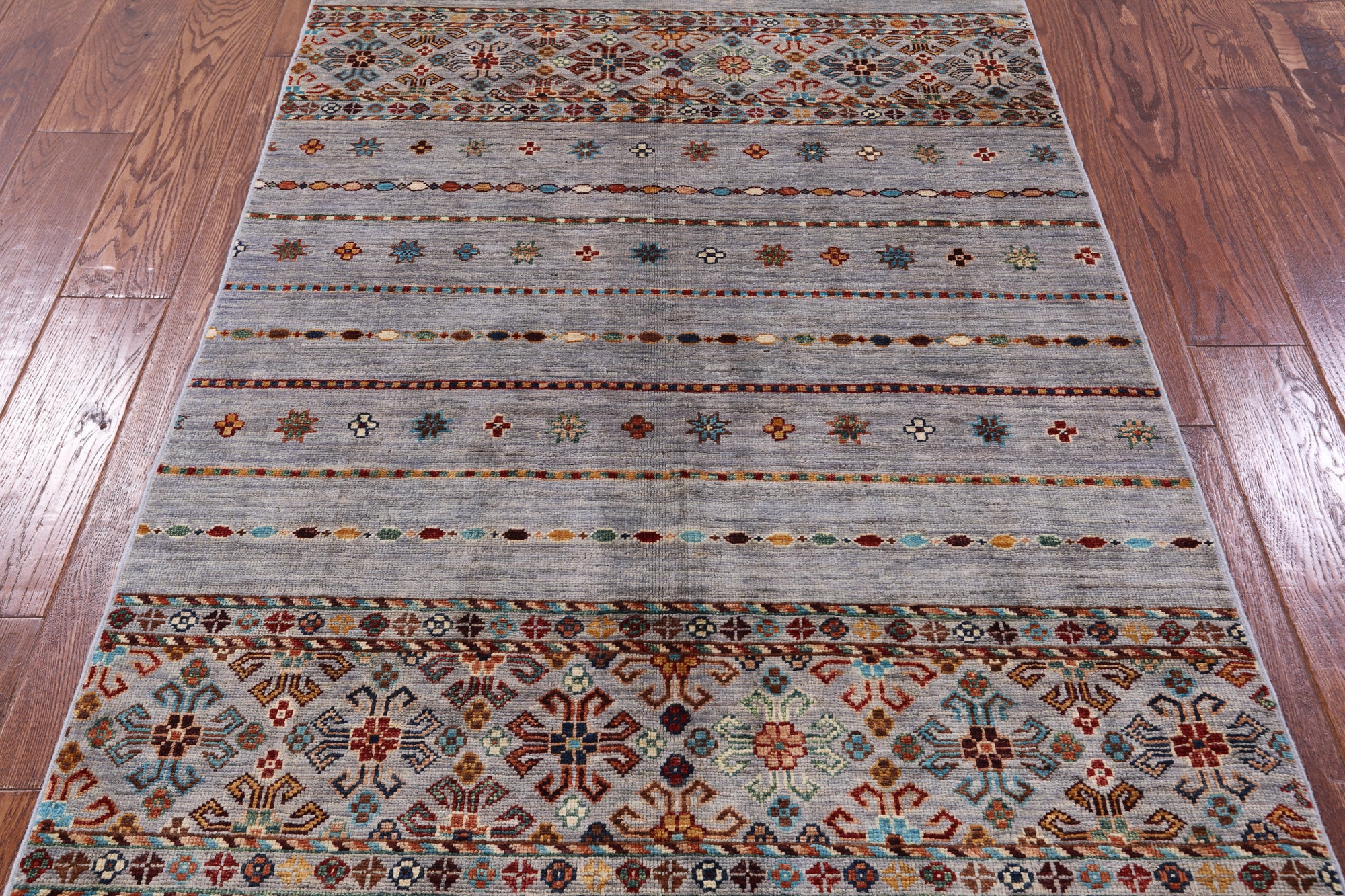 Grey Khorjin Persian Gabbeh Hand Knotted Wool Rug - 3' 5" X 5' 1" - Golden Nile