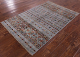 Grey Khorjin Persian Gabbeh Hand Knotted Wool Rug - 3' 5" X 5' 1" - Golden Nile