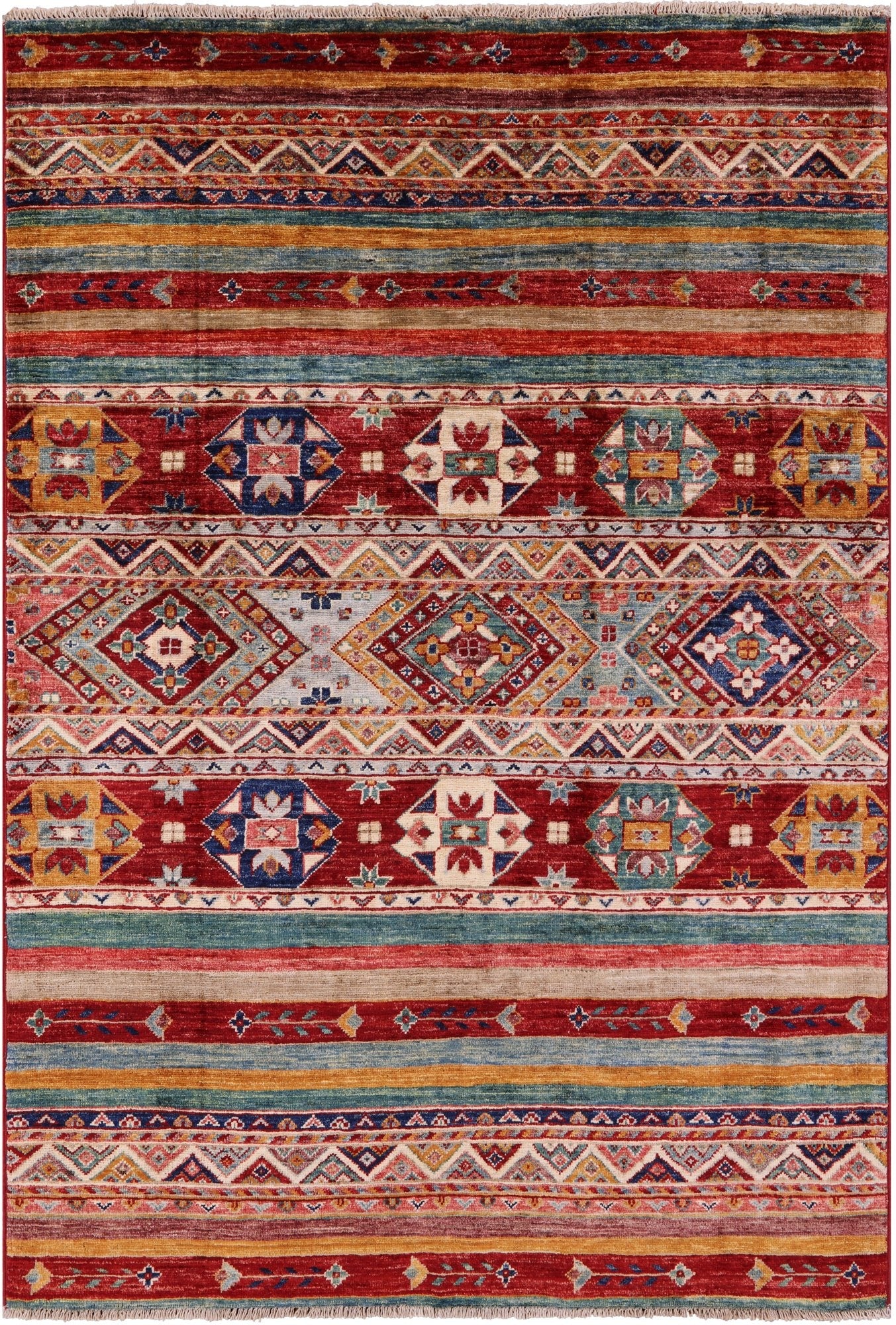 Khorjin Persian Gabbeh Handmade Wool Rug - 3' 11" X 5' 7" - Golden Nile