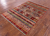 Khorjin Persian Gabbeh Handmade Wool Rug - 3' 11" X 5' 7" - Golden Nile