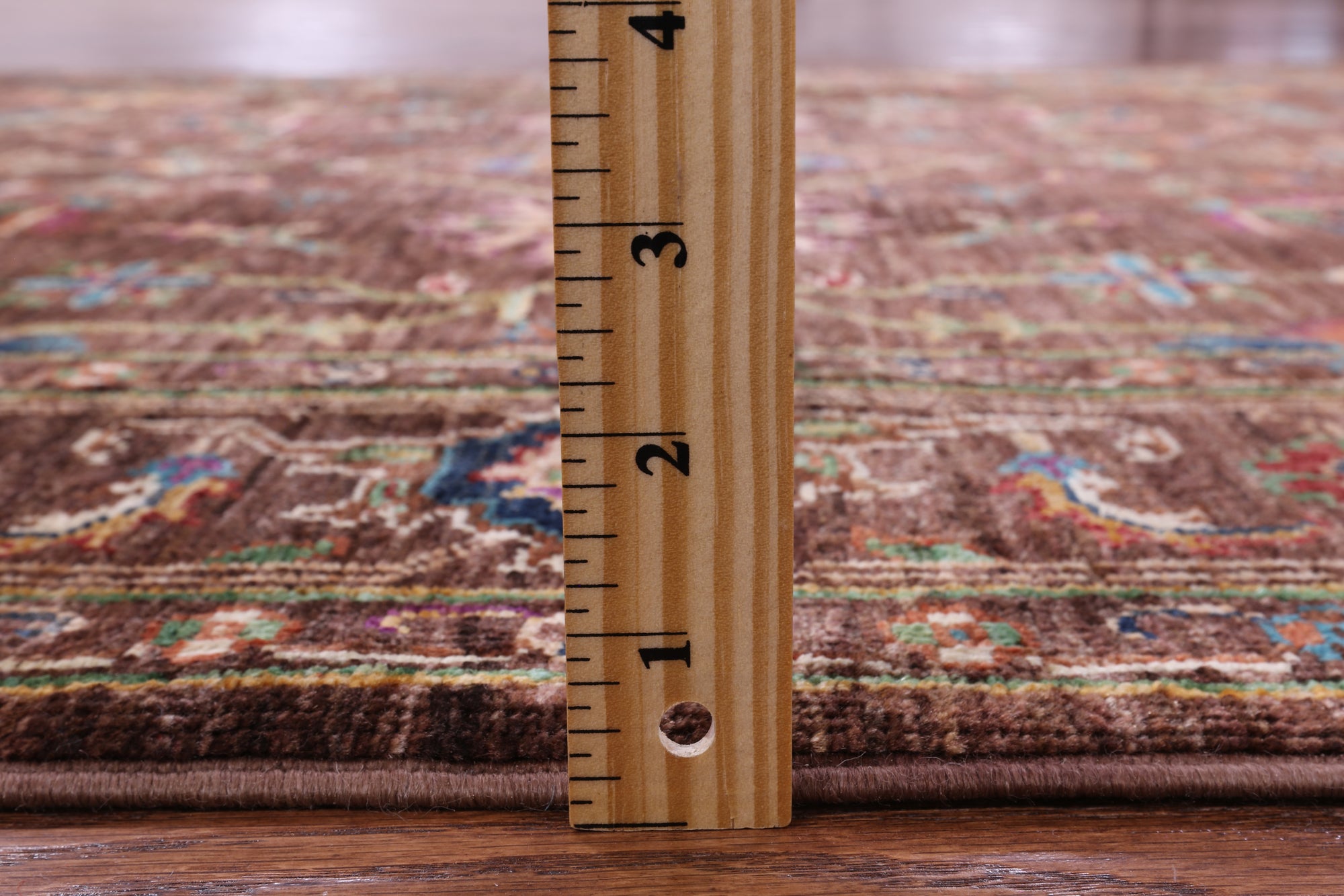 Brown Peshawar Handmade Wool Rug - 4' 0" X 5' 10" - Golden Nile