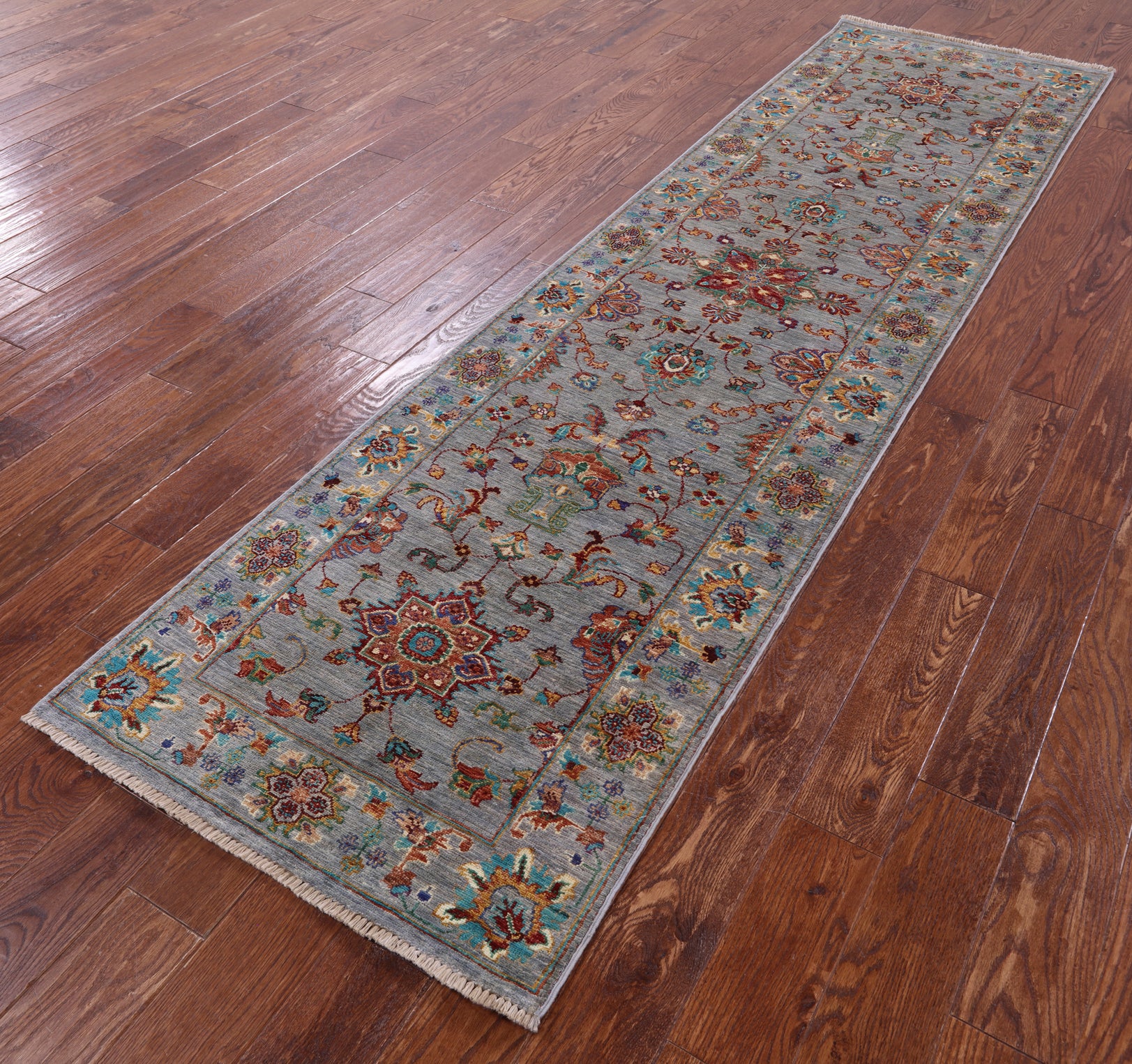 Grey Peshawar Hand Knotted Wool Runner Rug - 2' 8" X 9' 10" - Golden Nile