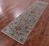 Grey Peshawar Hand Knotted Wool Runner Rug - 2' 8" X 9' 10" - Golden Nile