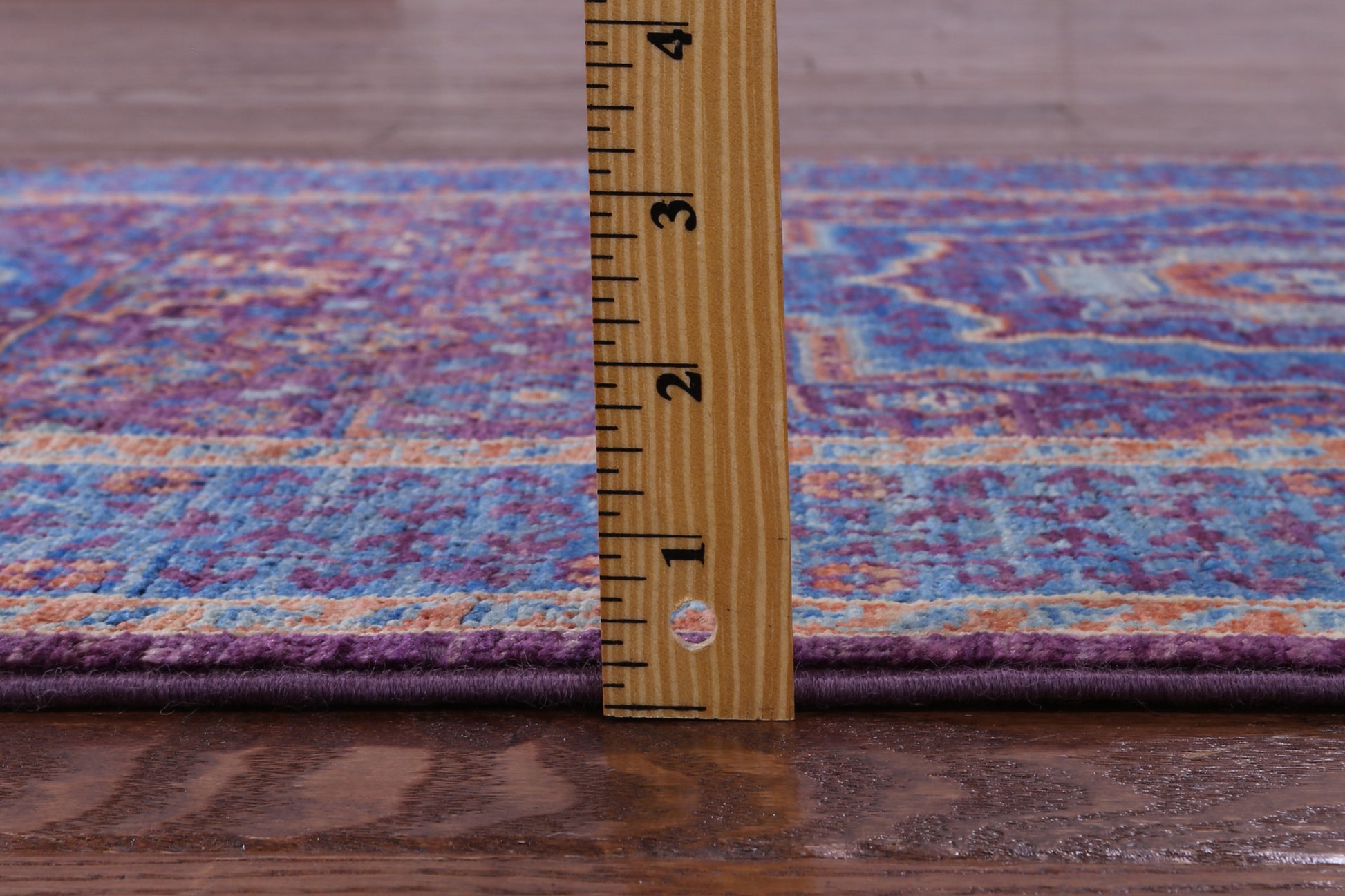 Purple Geometric Persian Mamluk Handmade Wool Runner Rug - 2' 8" X 9' 10" - Golden Nile