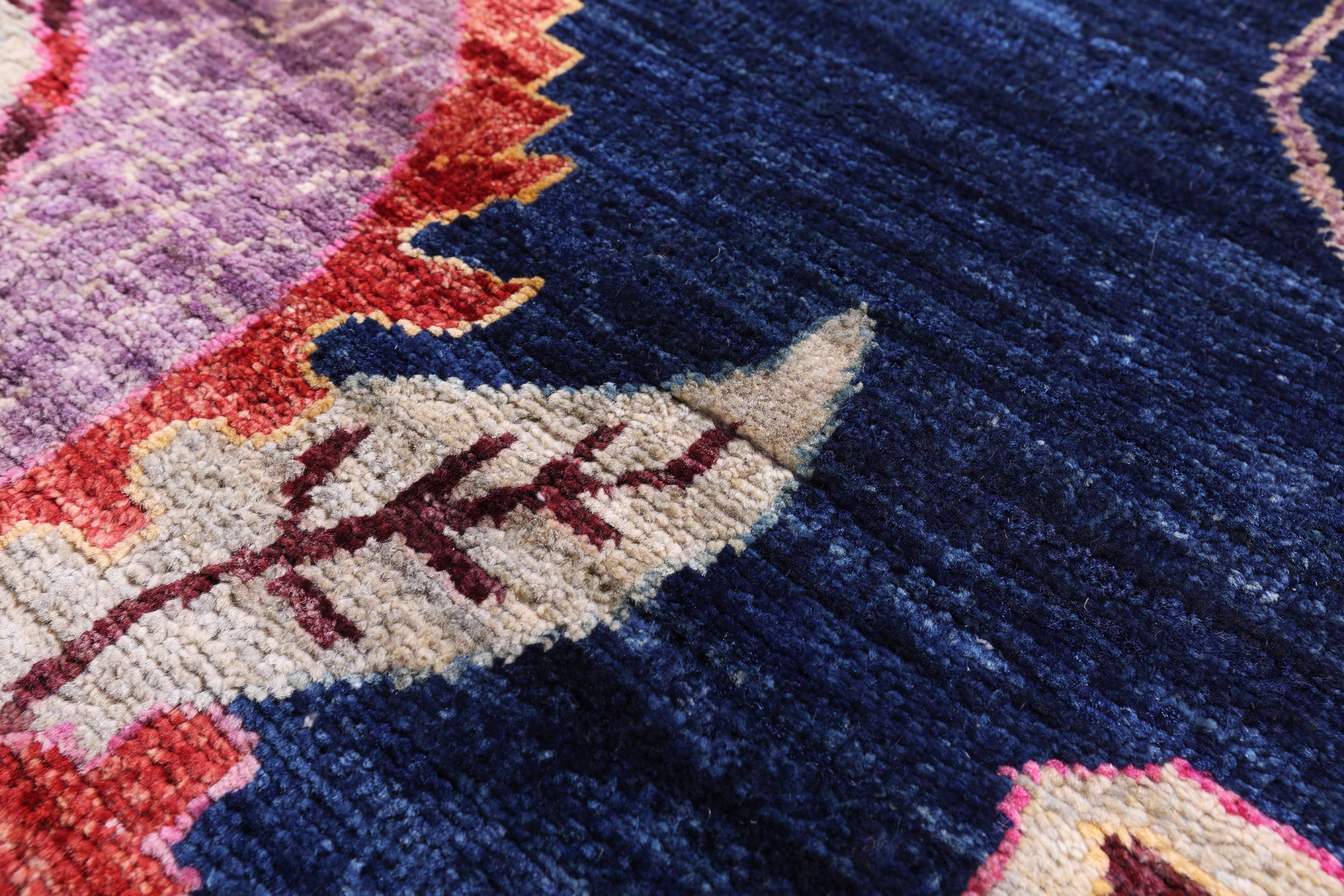 Blue Dragon And Phoenix Design Hand Knotted Wool Rug - 8' 9" X 12' 0" - Golden Nile
