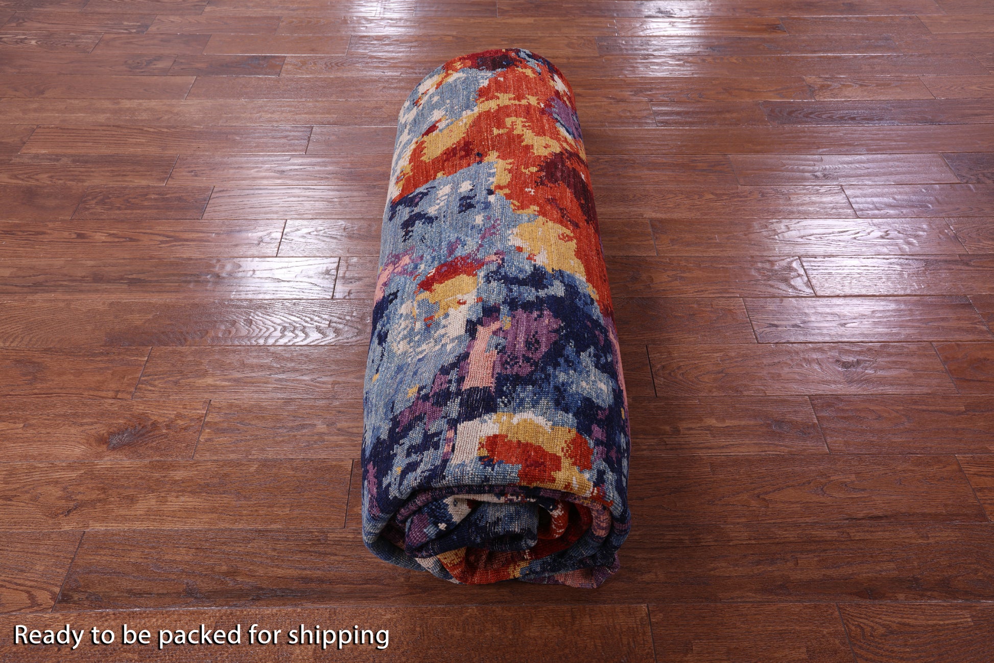 Abstract Contemporary Hand Knotted Wool Rug - 9' 5" X 13' 5" - Golden Nile