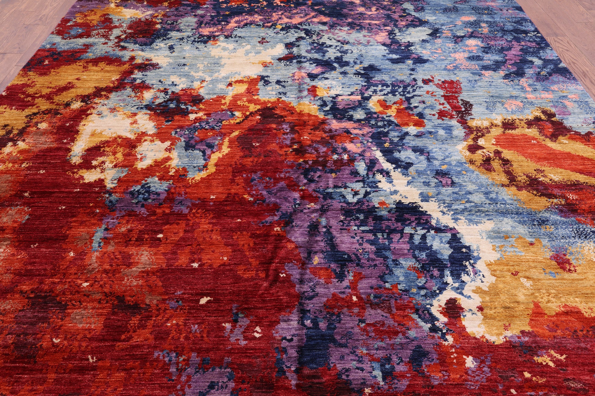 Abstract Contemporary Hand Knotted Wool Rug - 9' 5" X 13' 5" - Golden Nile