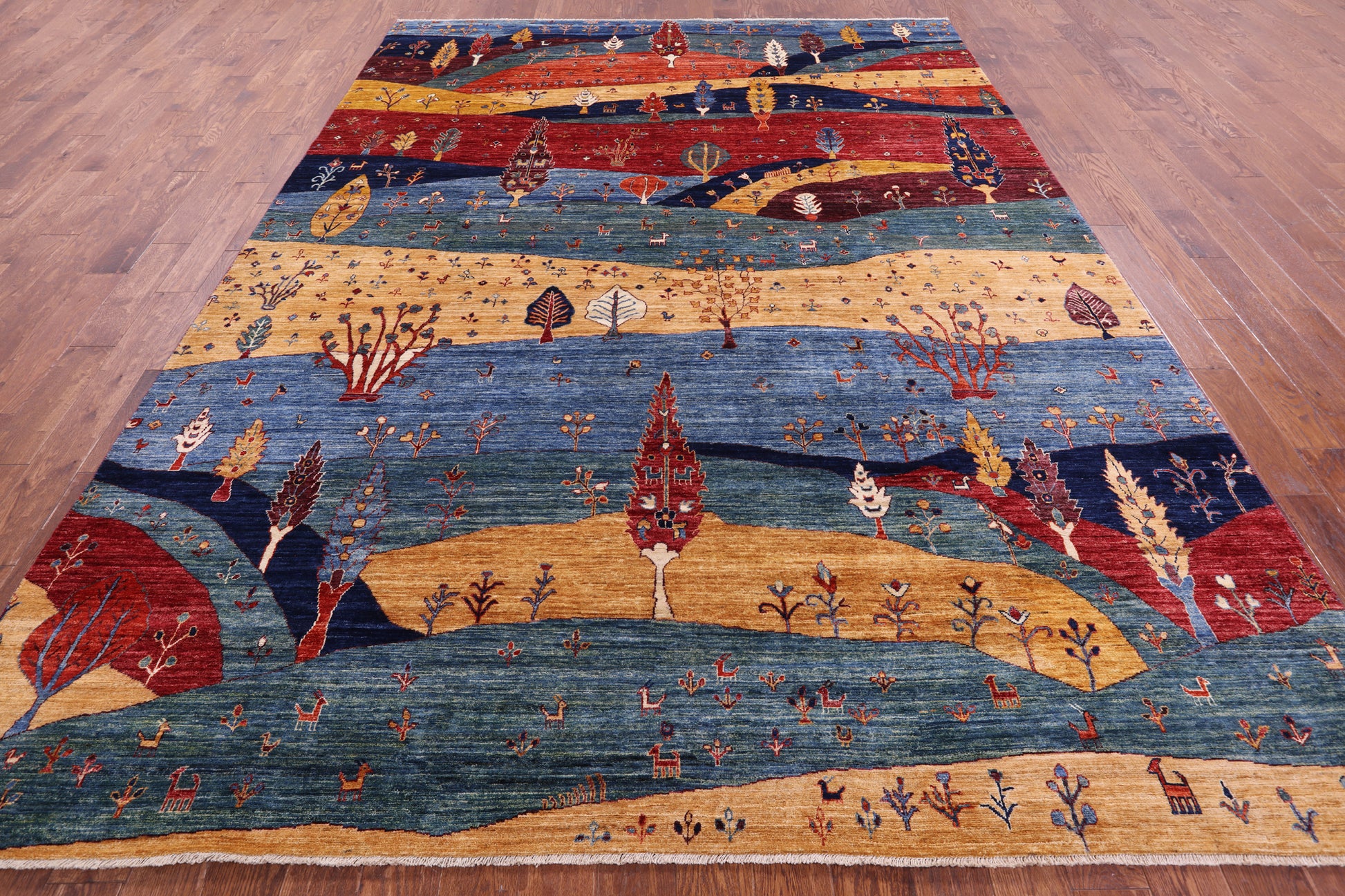 Tribal Persian Gabbeh Hand Knotted Wool Rug - 9' 0" X 12' 2" - Golden Nile