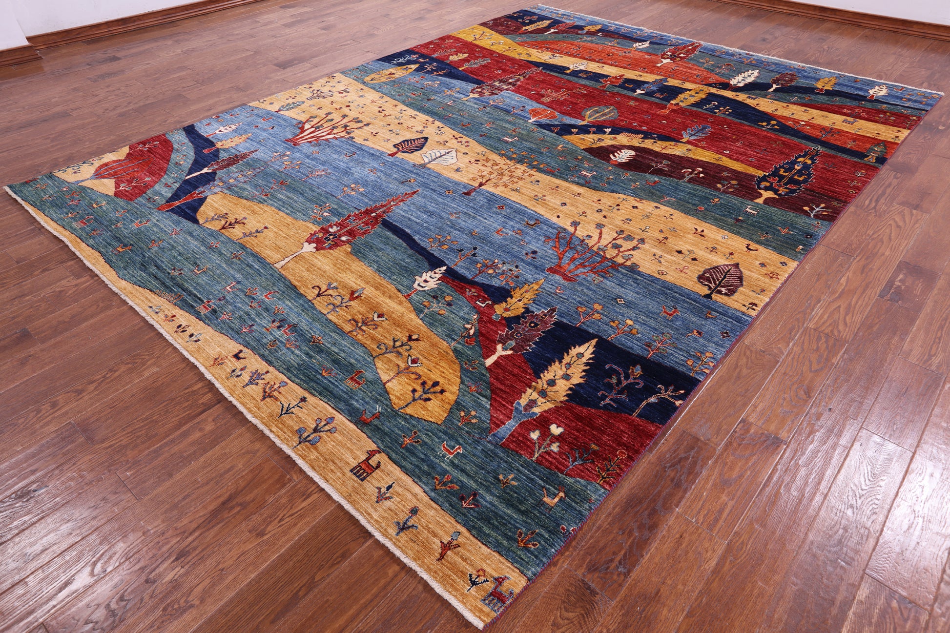 Tribal Persian Gabbeh Hand Knotted Wool Rug - 9' 0" X 12' 2" - Golden Nile