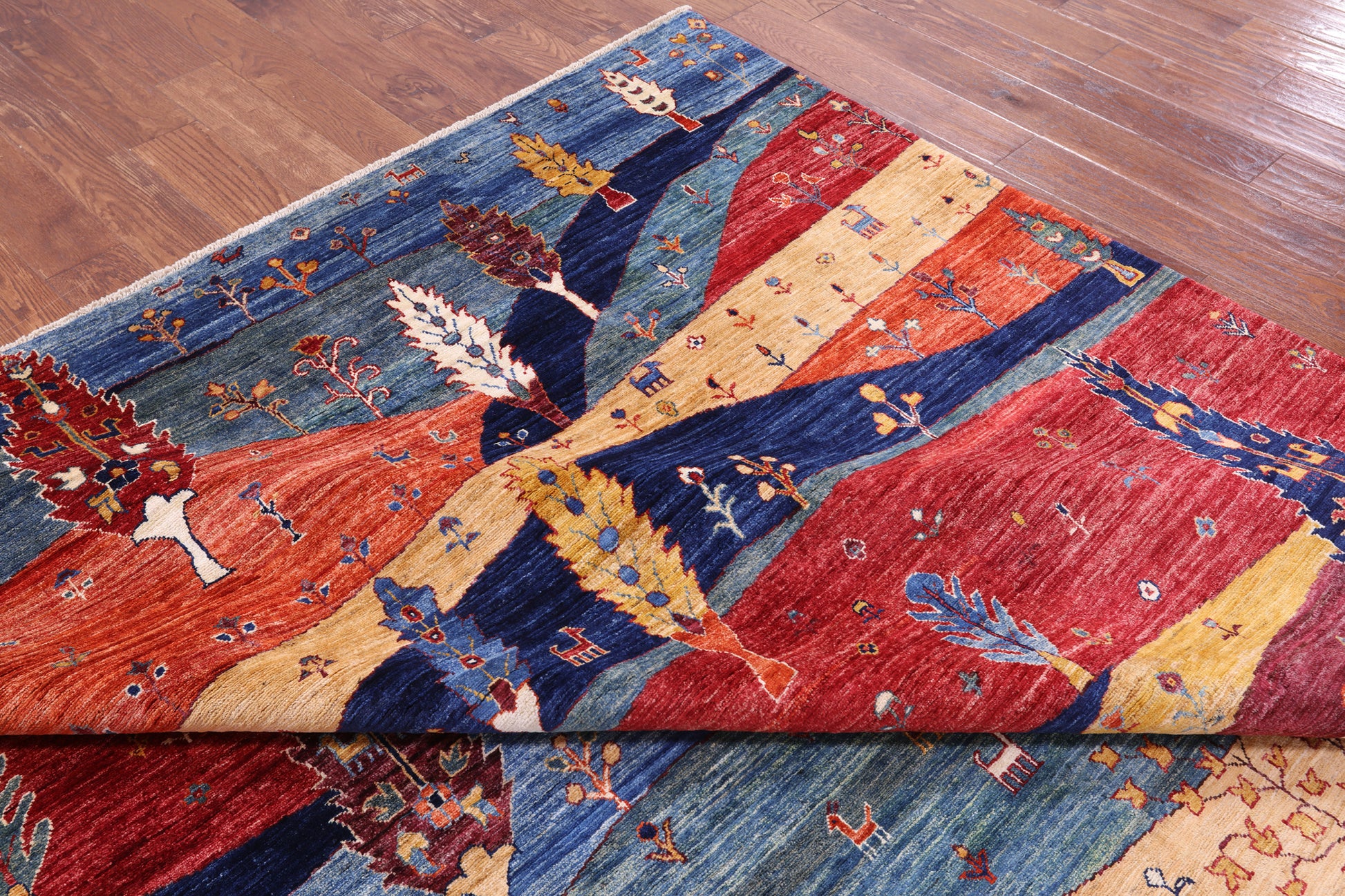 Tribal Persian Gabbeh Hand Knotted Wool Rug - 9' 0" X 12' 2" - Golden Nile
