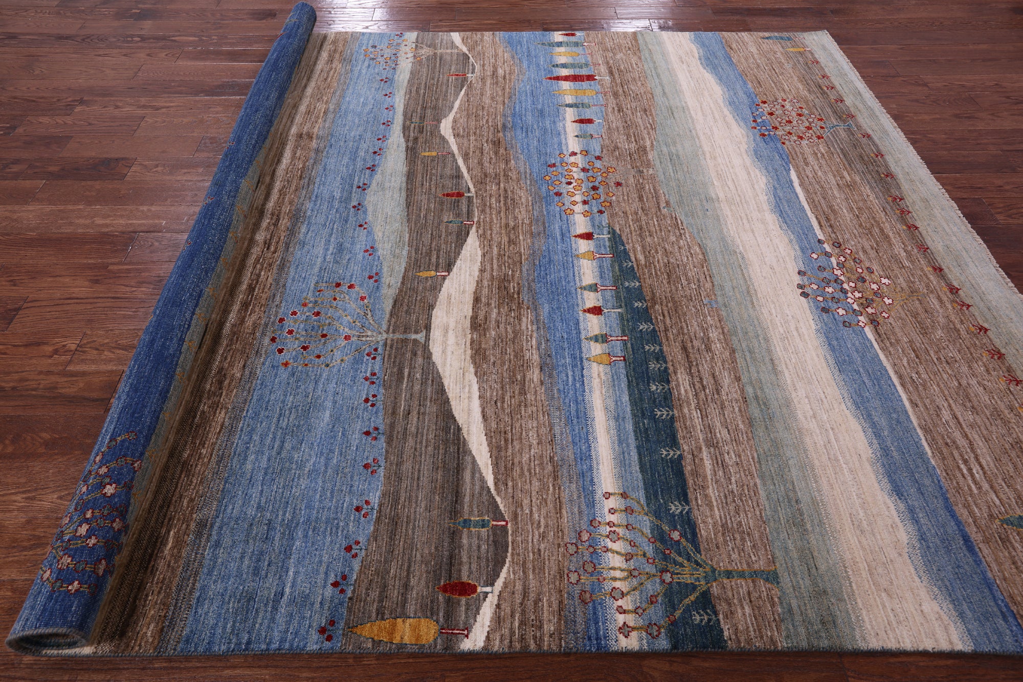 Tribal Persian Gabbeh Handmade Wool Rug - 8' 0" X 9' 9" - Golden Nile