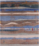 Tribal Persian Gabbeh Handmade Wool Rug - 8' 0" X 9' 9" - Golden Nile