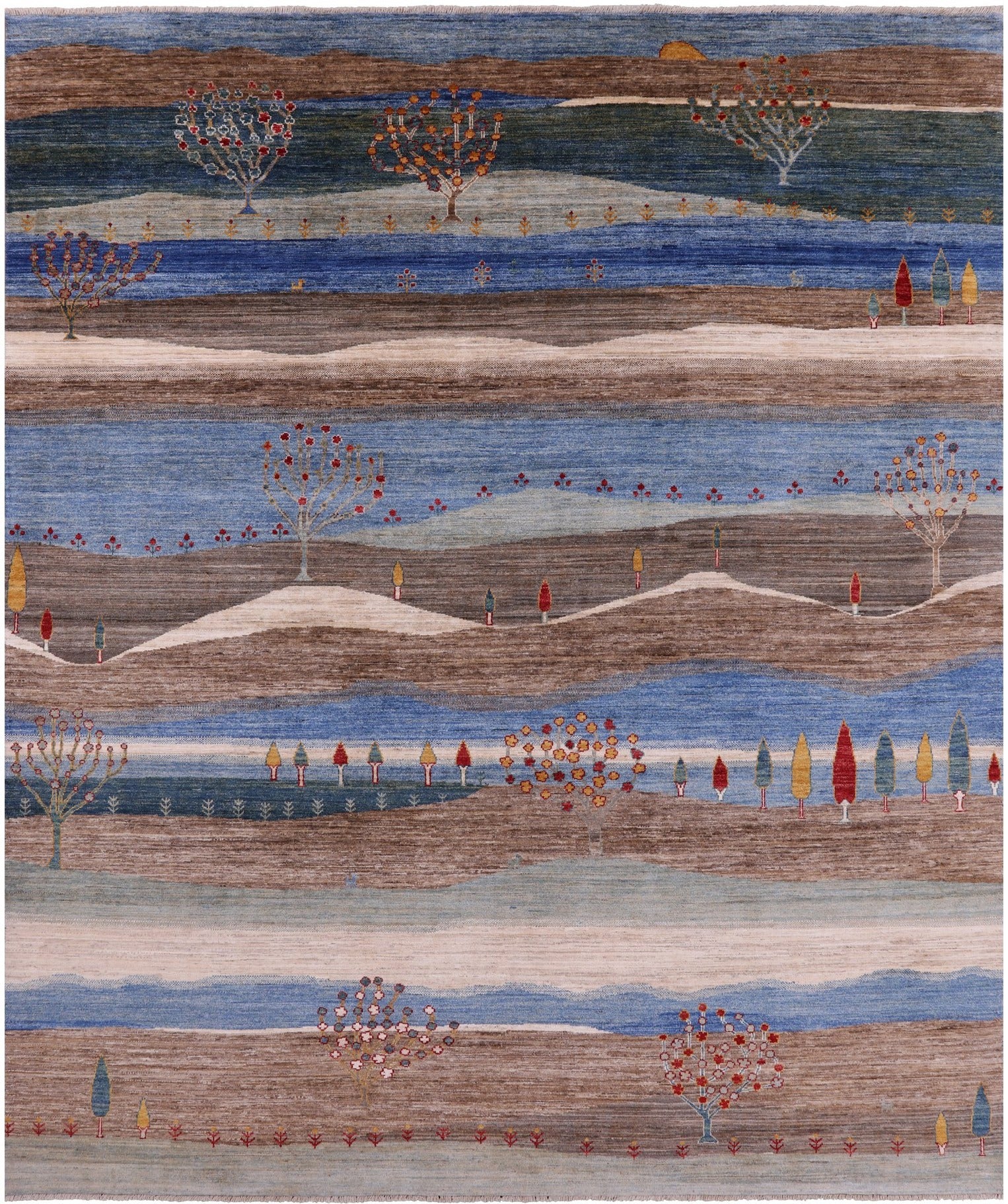 Tribal Persian Gabbeh Handmade Wool Rug - 8' 0" X 9' 9" - Golden Nile