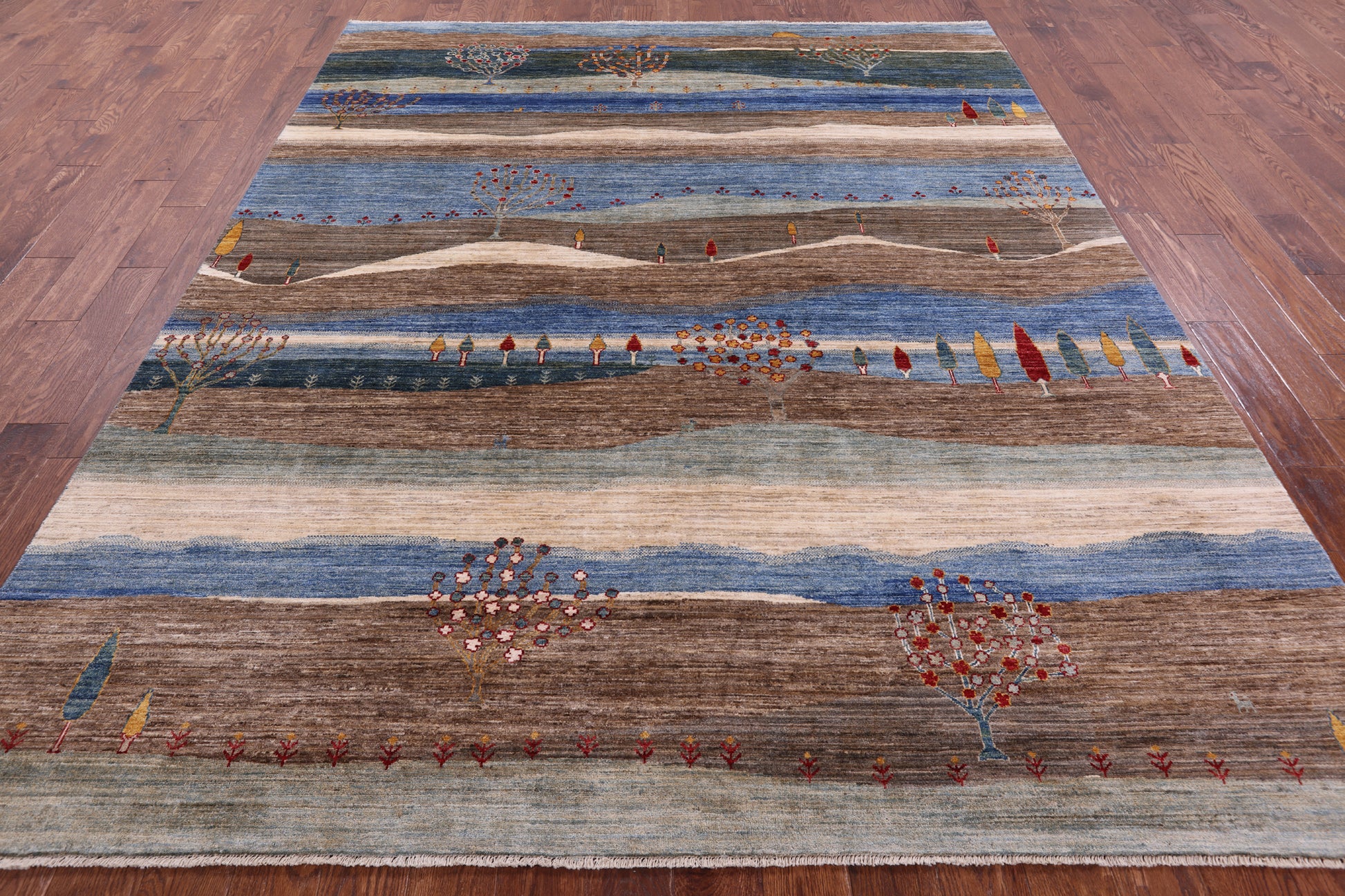 Tribal Persian Gabbeh Handmade Wool Rug - 8' 0" X 9' 9" - Golden Nile