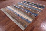 Tribal Persian Gabbeh Handmade Wool Rug - 8' 0" X 9' 9" - Golden Nile