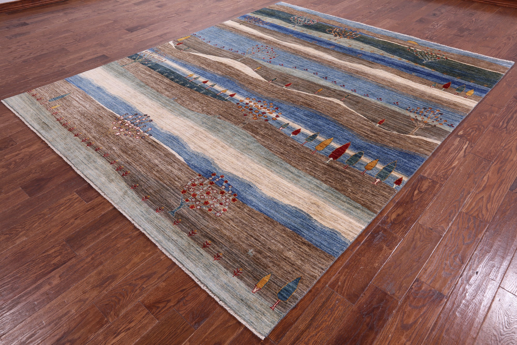 Tribal Persian Gabbeh Handmade Wool Rug - 8' 0" X 9' 9" - Golden Nile