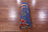 Blue Dragon And Phoenix Design Handmade Wool Rug - 8' 9" X 11' 10" - Golden Nile