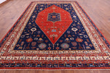 Red Persian Fine Serapi Hand Knotted Wool Rug - 9' 11" X 13' 9" - Golden Nile