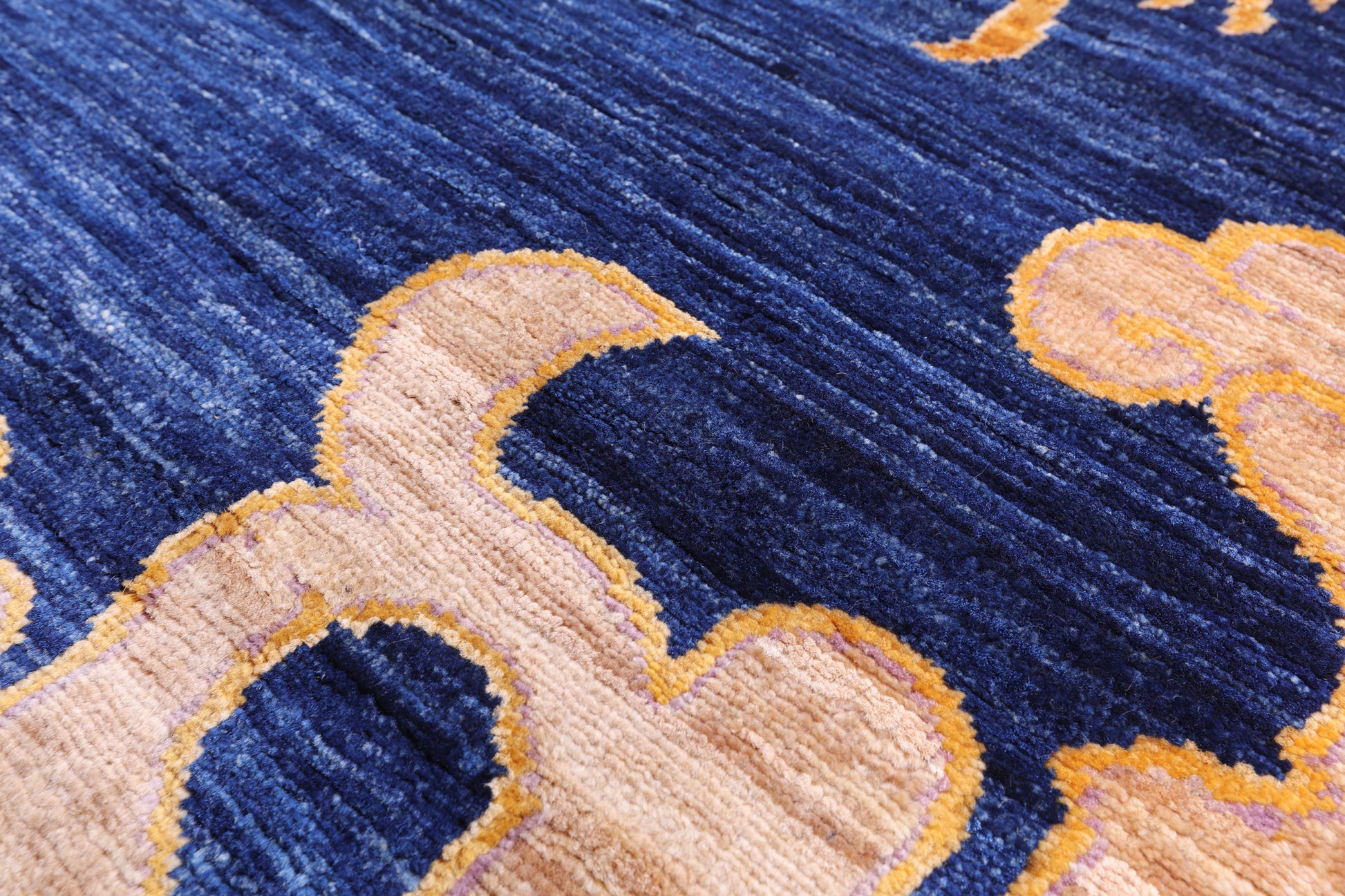 Blue Dragon And Phoenix Design Hand Knotted Wool Rug - 9' 1" X 11' 9" - Golden Nile
