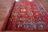 Red Persian Fine Serapi Handmade Wool Rug - 8' 1" X 9' 8" - Golden Nile