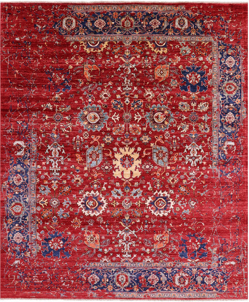 Red Persian Fine Serapi Handmade Wool Rug - 8' 1" X 9' 8" - Golden Nile