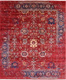 Red Persian Fine Serapi Handmade Wool Rug - 8' 1" X 9' 8" - Golden Nile