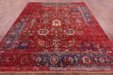 Red Persian Fine Serapi Handmade Wool Rug - 8' 1" X 9' 8" - Golden Nile