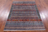 Tribal Persian Gabbeh Handmade Wool Rug - 4' 10" X 6' 6" - Golden Nile