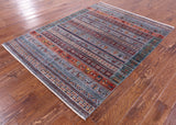 Tribal Persian Gabbeh Handmade Wool Rug - 4' 10" X 6' 6" - Golden Nile