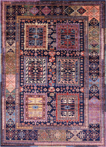 Blue Persian Fine Serapi Handmade Wool Rug - 4' 10" X 6' 11" - Golden Nile
