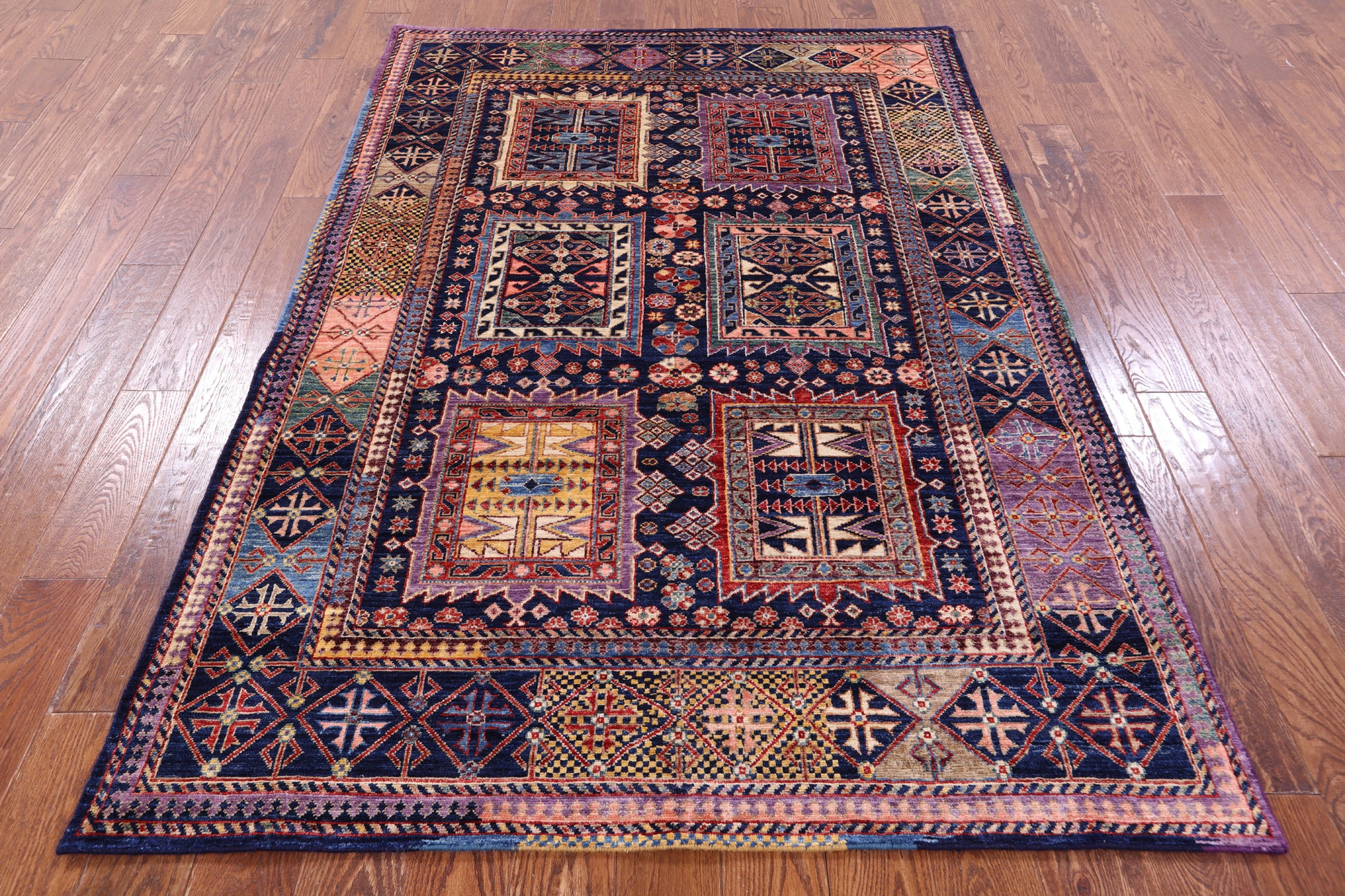 Blue Persian Fine Serapi Handmade Wool Rug - 4' 10" X 6' 11" - Golden Nile