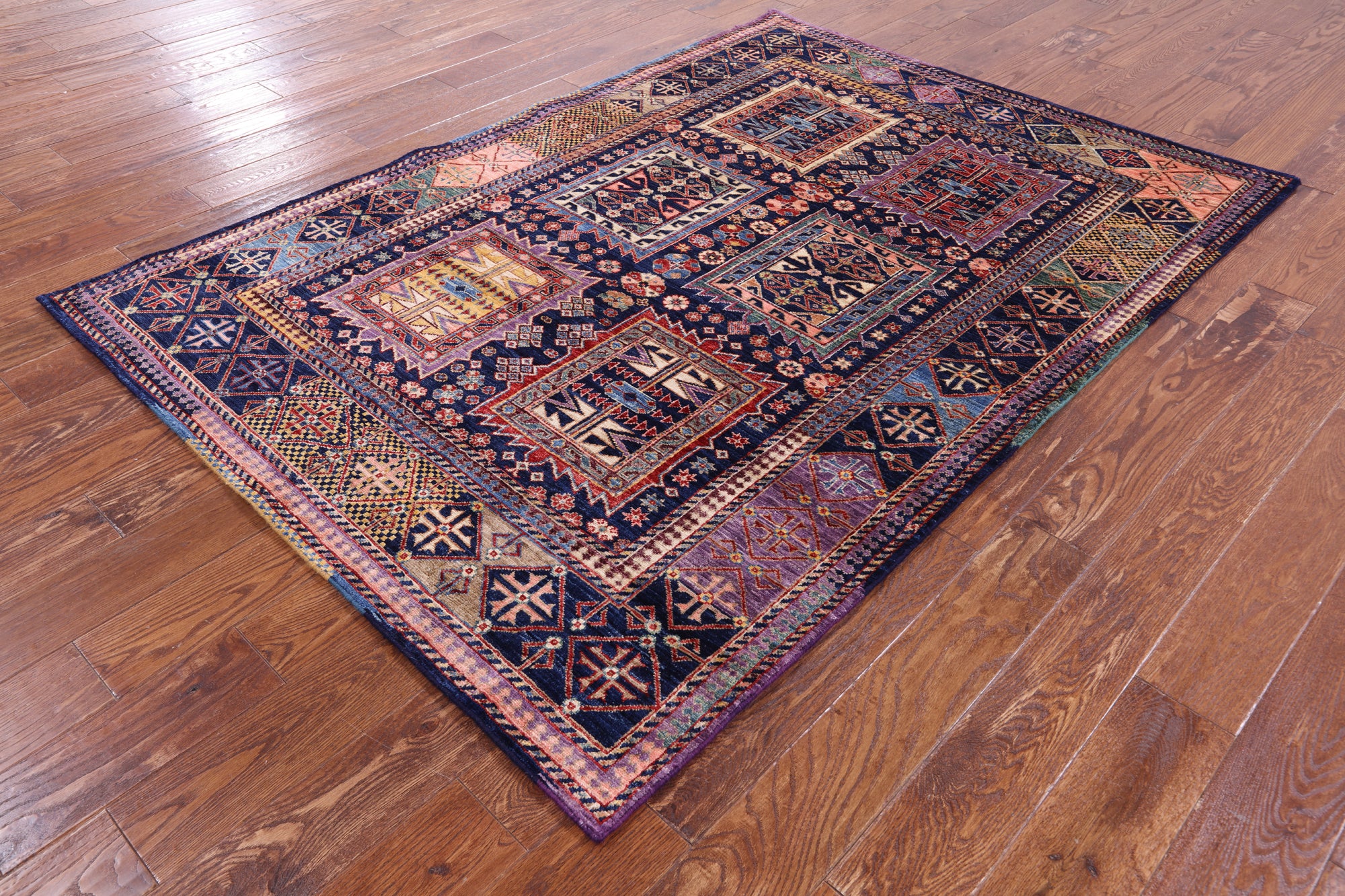 Blue Persian Fine Serapi Handmade Wool Rug - 4' 10" X 6' 11" - Golden Nile