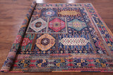 Blue Persian Fine Serapi Hand Knotted Wool Rug - 7' 11" X 9' 9" - Golden Nile