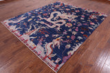 Blue Dragon And Phoenix Design Hand Knotted Wool Rug - 8' 0" X 9' 7" - Golden Nile