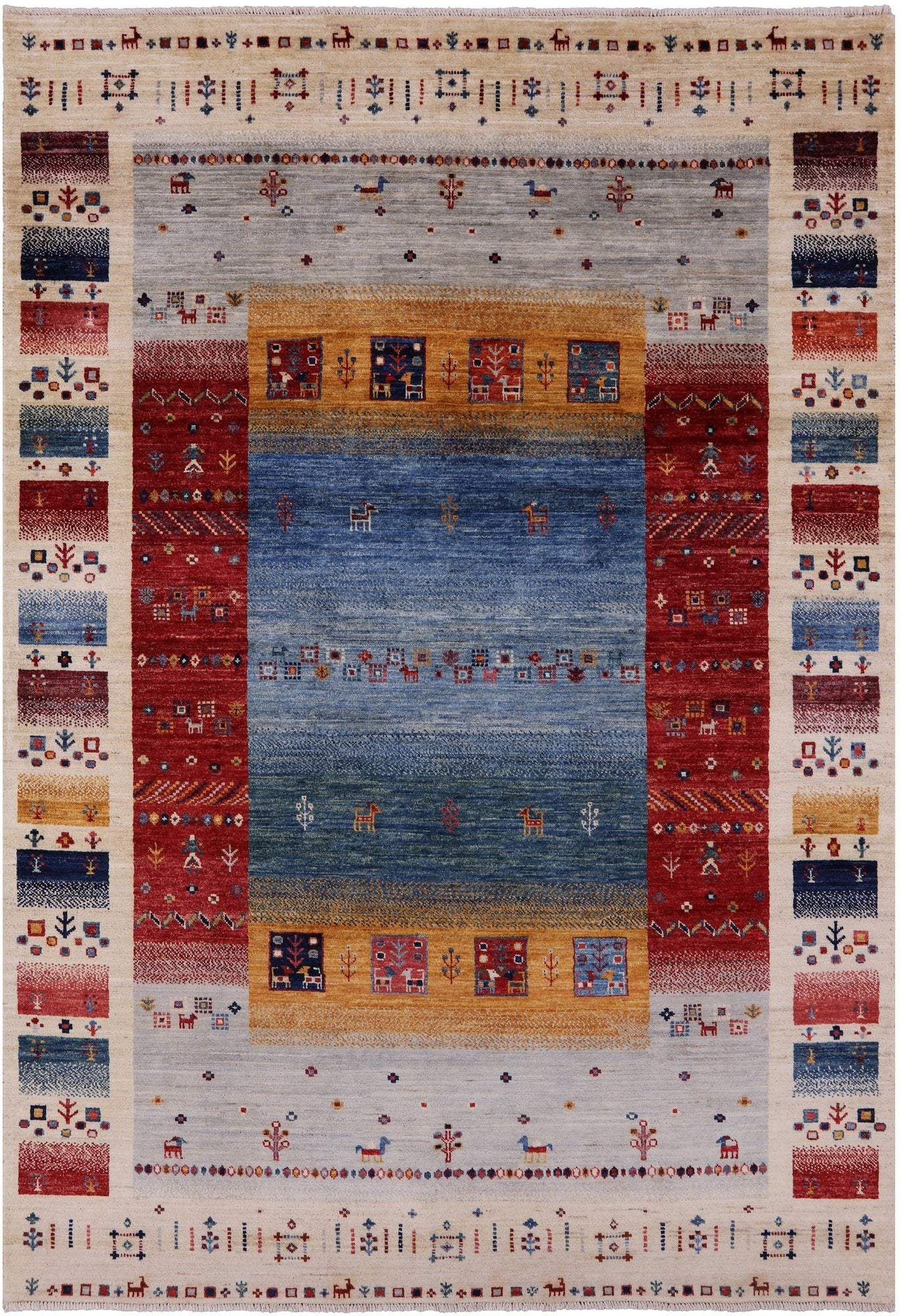 Tribal Persian Gabbeh Hand Knotted Wool Rug - 5' 6" X 7' 10" - Golden Nile