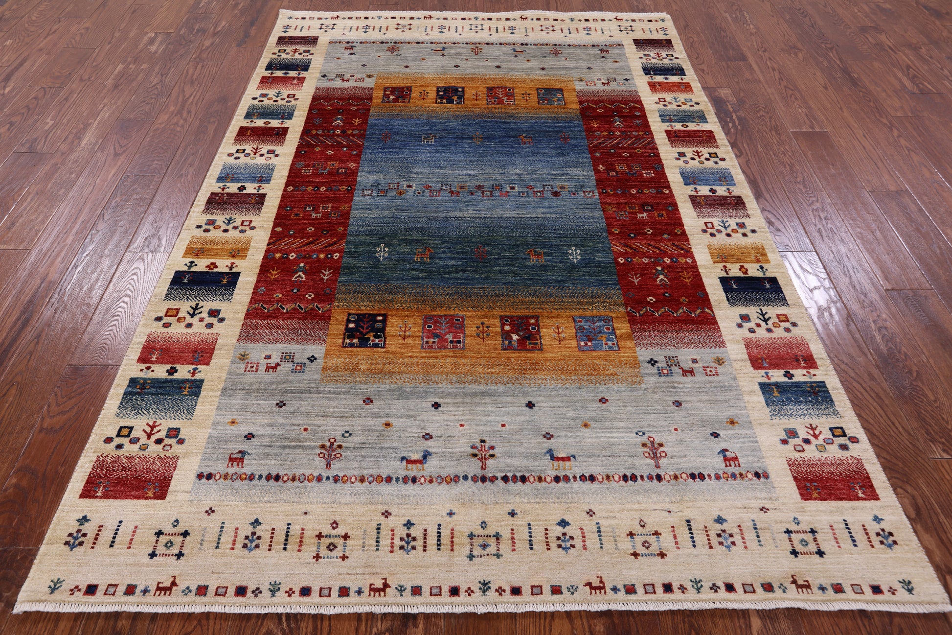 Tribal Persian Gabbeh Hand Knotted Wool Rug - 5' 6" X 7' 10" - Golden Nile