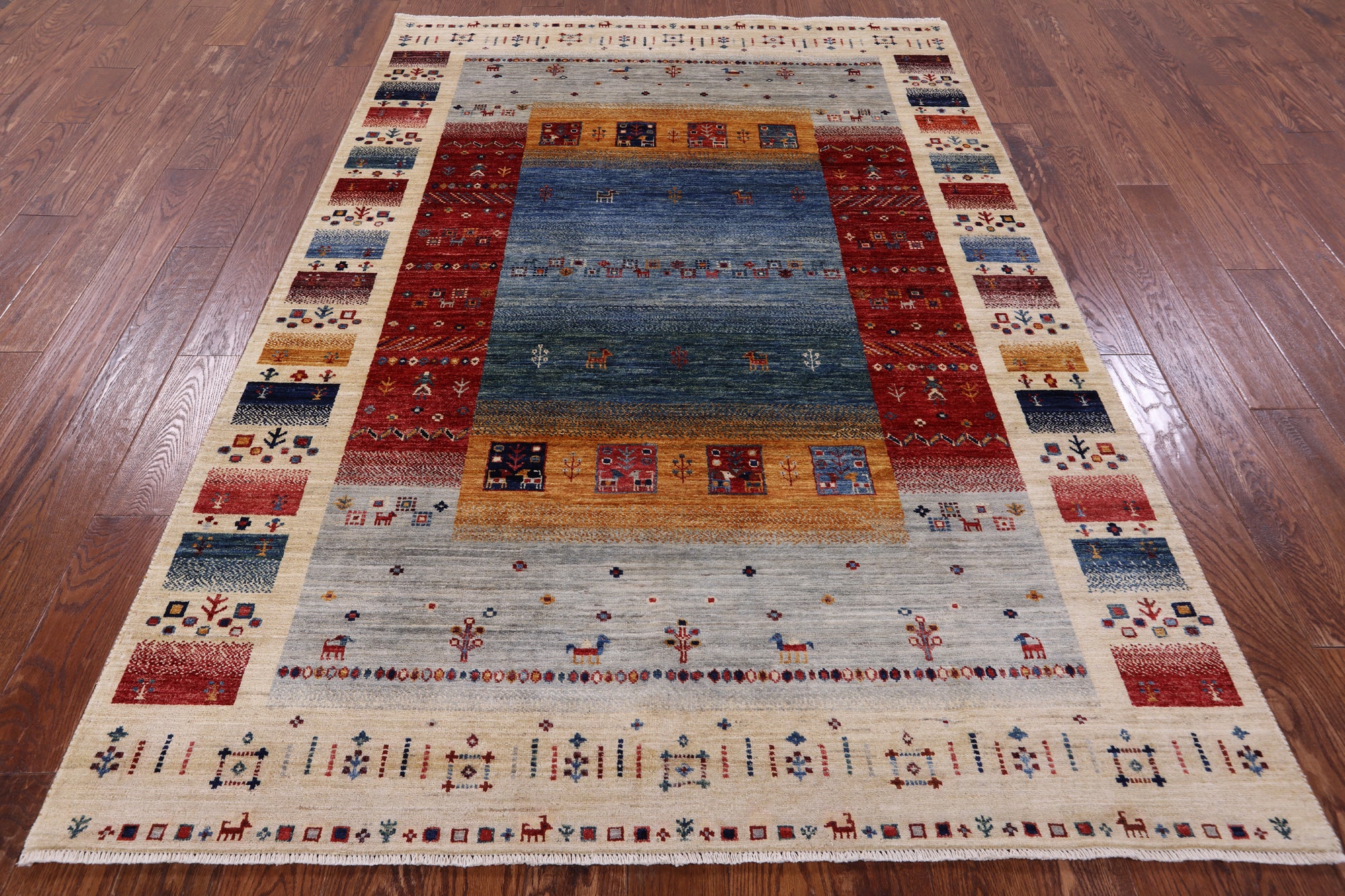 Tribal Persian Gabbeh Hand Knotted Wool Rug - 5' 6" X 7' 10" - Golden Nile