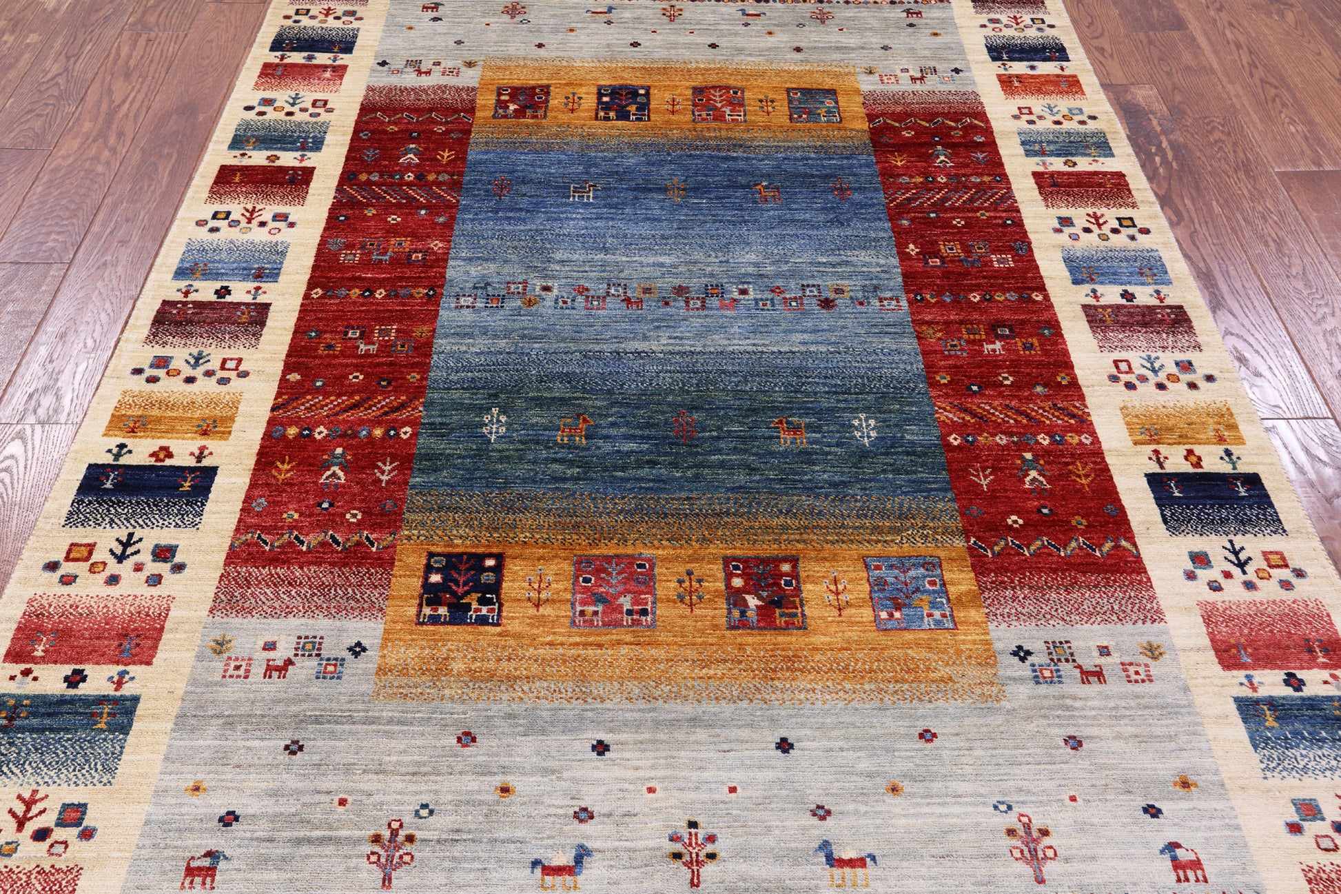 Tribal Persian Gabbeh Hand Knotted Wool Rug - 5' 6" X 7' 10" - Golden Nile
