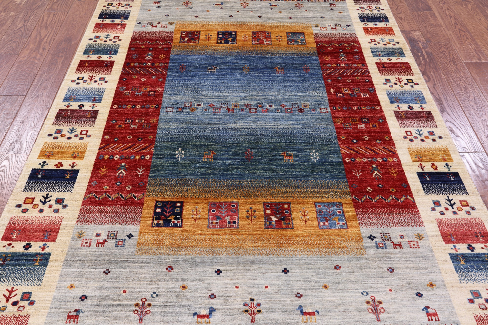 Tribal Persian Gabbeh Hand Knotted Wool Rug - 5' 6" X 7' 10" - Golden Nile