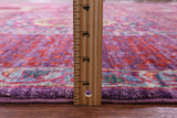 Purple Geometric Persian Mamluk Hand Knotted Wool Rug - 9' 10" X 13' 4" - Golden Nile