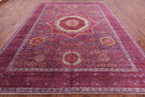 Purple Geometric Persian Mamluk Hand Knotted Wool Rug - 9' 10" X 13' 4" - Golden Nile