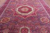 Purple Geometric Persian Mamluk Hand Knotted Wool Rug - 9' 10" X 13' 4" - Golden Nile