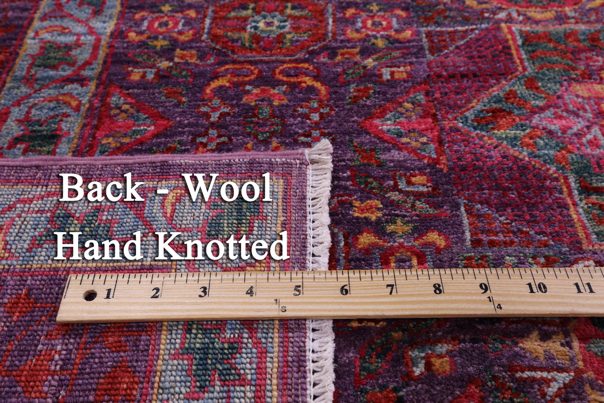 Purple Geometric Persian Mamluk Hand Knotted Wool Rug - 9' 10" X 13' 4" - Golden Nile