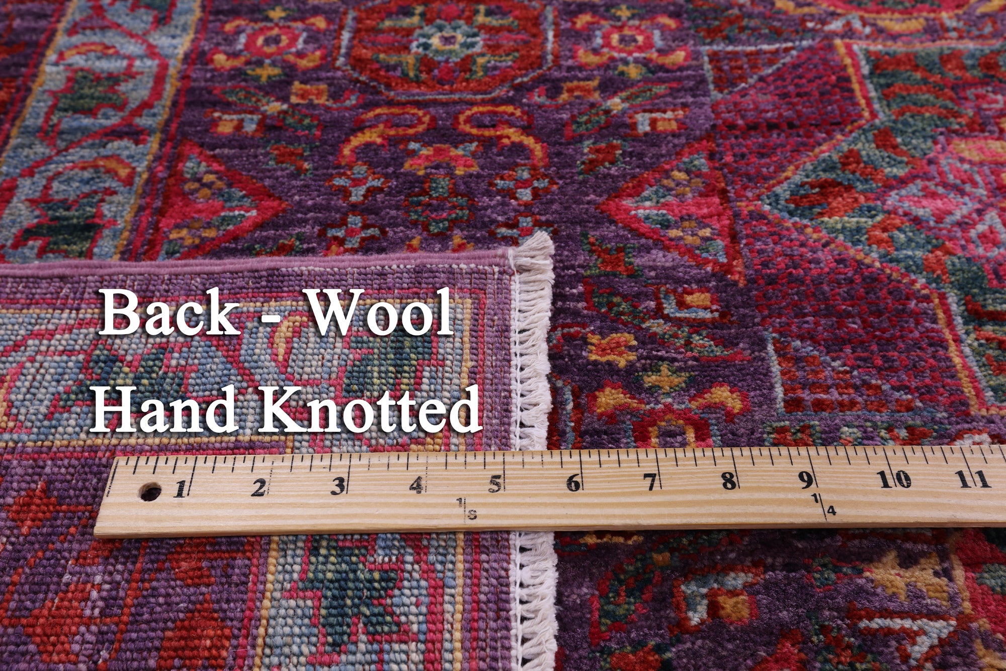 Purple Geometric Persian Mamluk Hand Knotted Wool Rug - 9' 10" X 13' 4" - Golden Nile