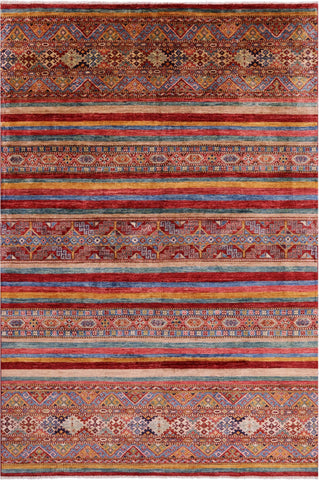 Khorjin Persian Gabbeh Hand Knotted Wool Rug - 5' 4