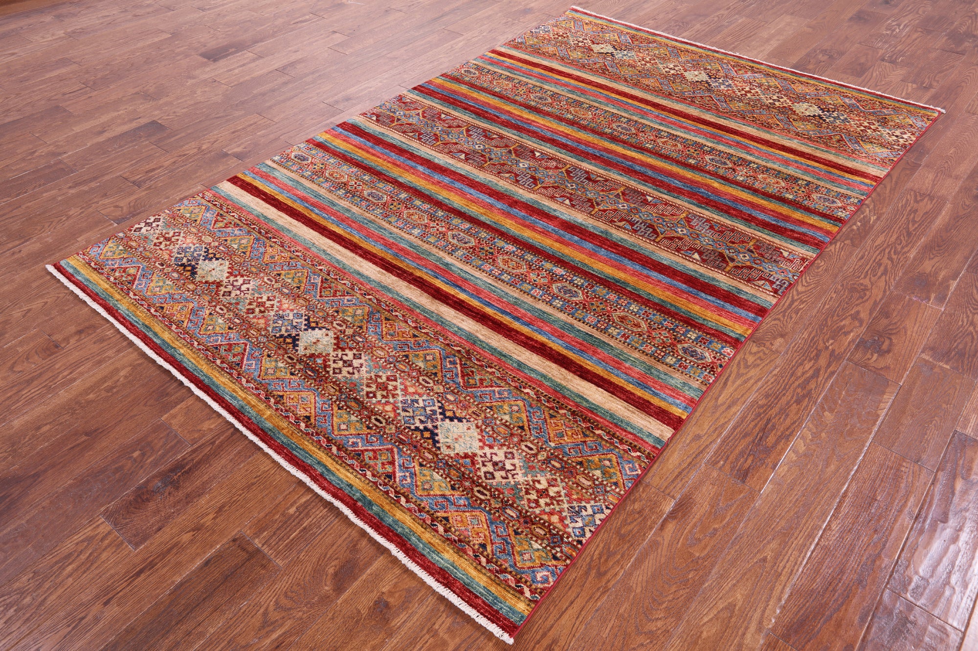 Khorjin Persian Gabbeh Hand Knotted Wool Rug - 5' 4" X 8' 3" - Golden Nile