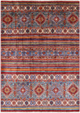 Khorjin Persian Gabbeh Hand Knotted Wool Rug - 4' 10" X 6' 6" - Golden Nile